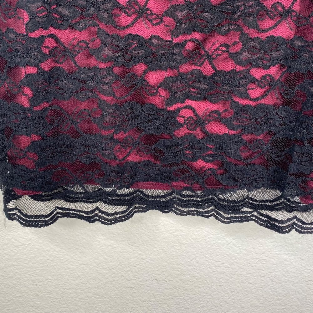NY Collection Whimigoth Y2K Fairy Corp Goth Lace Overlay Skirt Black Pink Sz 12 - Picture 6 of 10